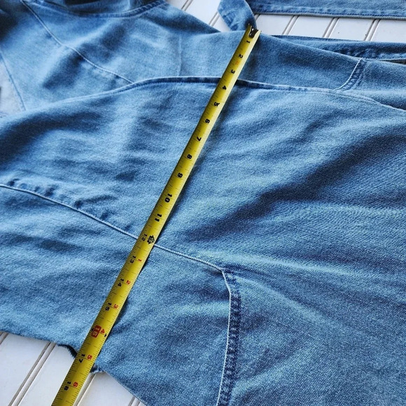 NWT $36 Universal Thread Womans Puff 3/4 Sleeve Denim Wrap Dress Light Wash MD - Picture 9 of 16